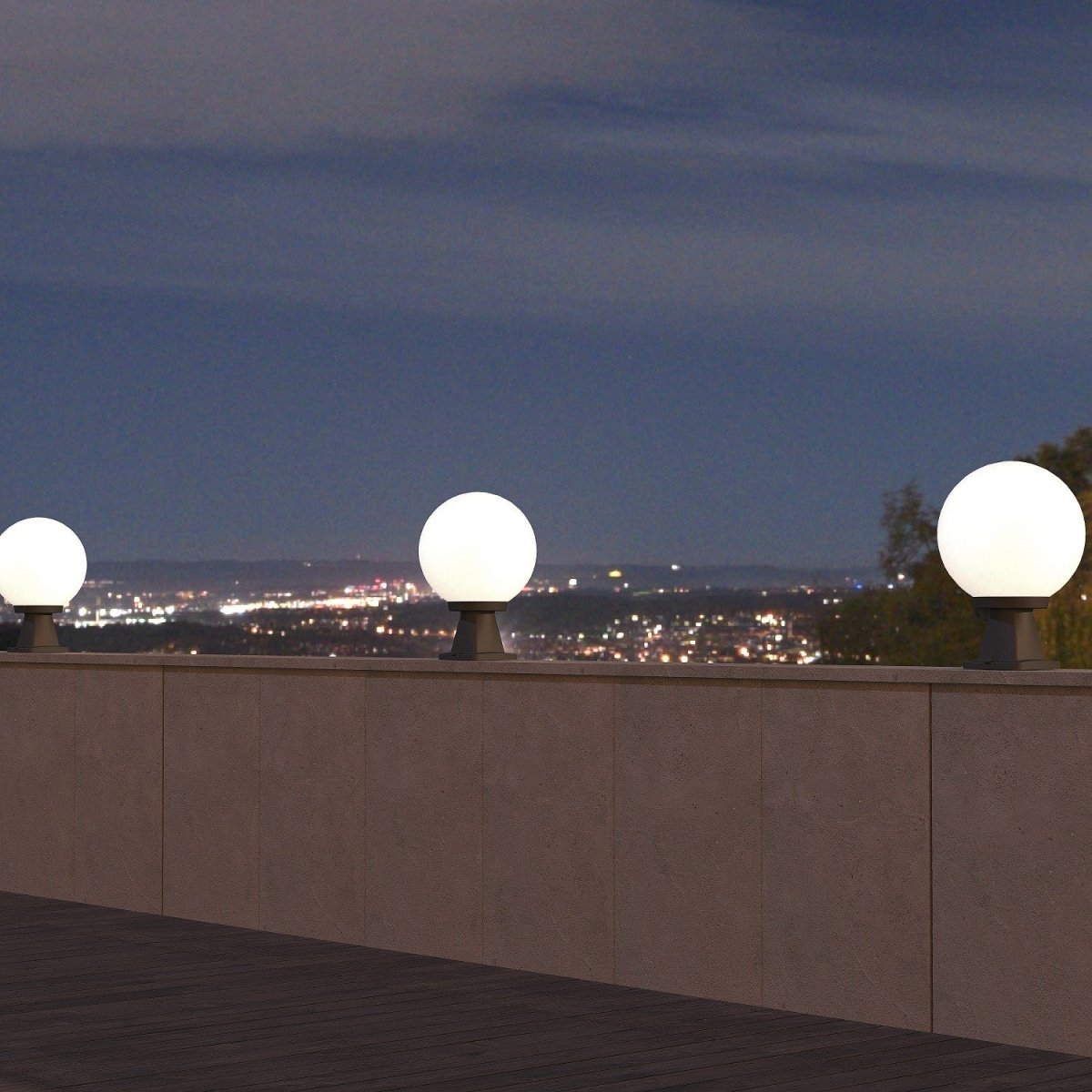 Farol de pie exterior esfera FUMAGALLI "Disma/G250" opal - E27 - Barcelona Led-