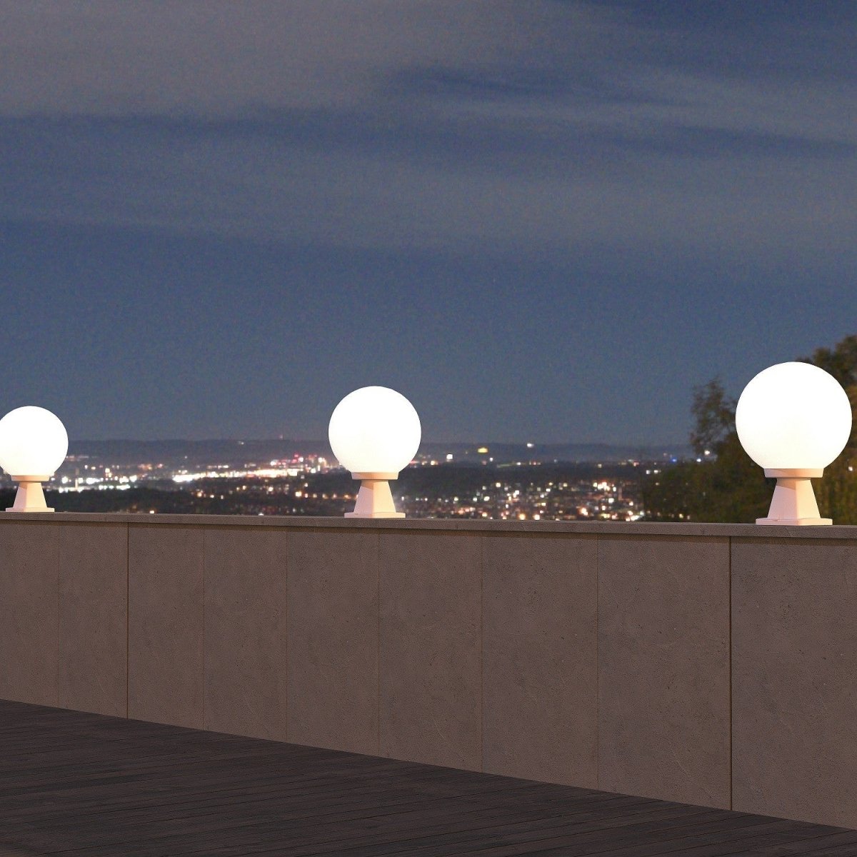 Farol de pie exterior esfera FUMAGALLI "Disma/G250" opal - E27 - Barcelona Led-