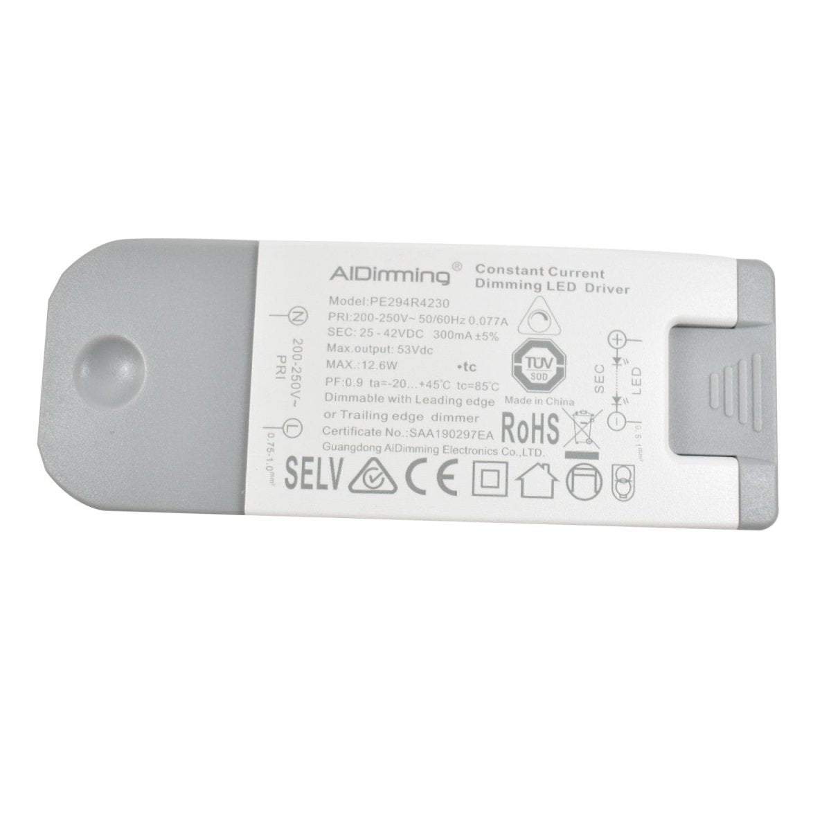Driver regulable TRIAC corriente constante 25-42V 12.6W 300mA - Barcelona Led-