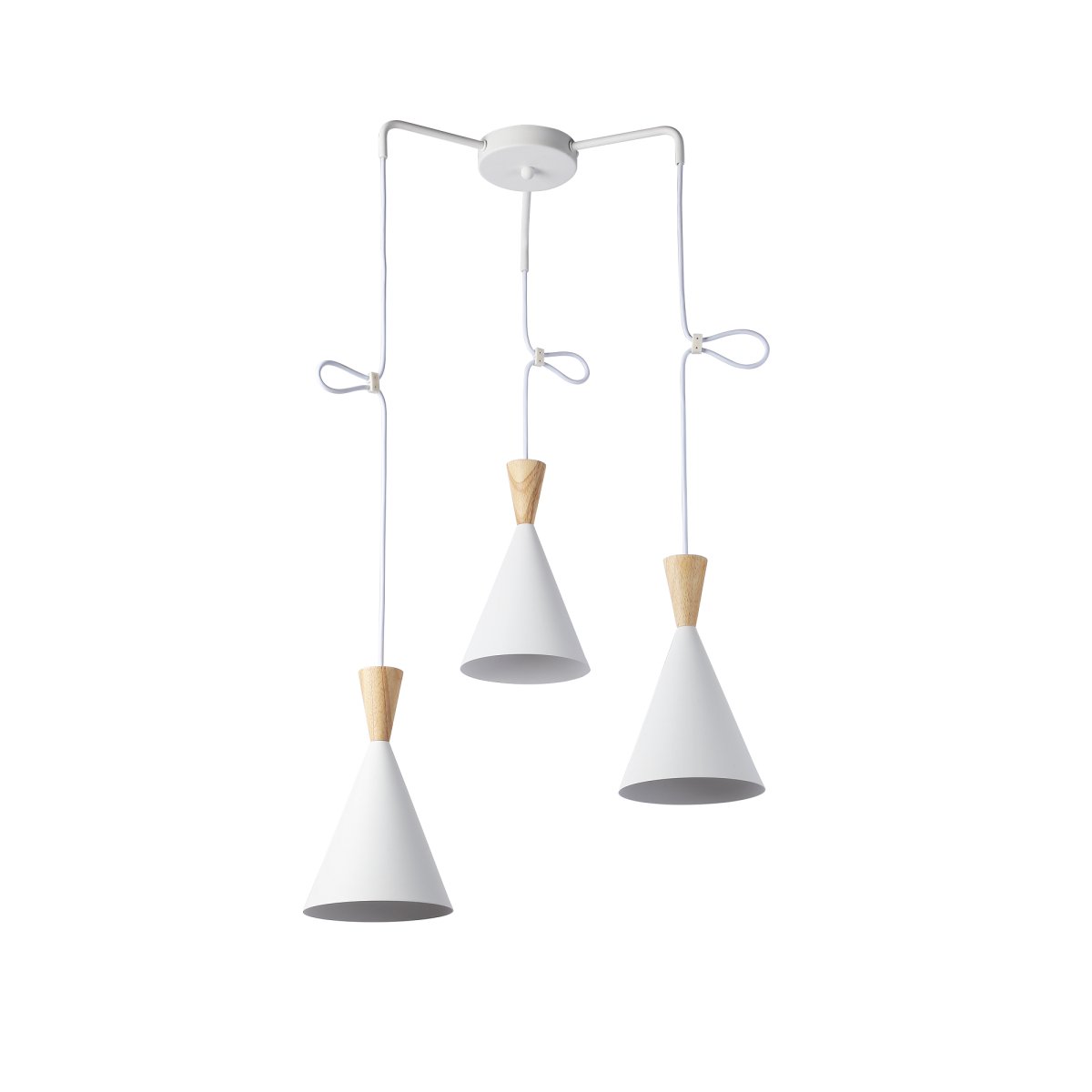 Lámpara colgante triple de metal y madera "Lima" - Barcelona Led-Decoración