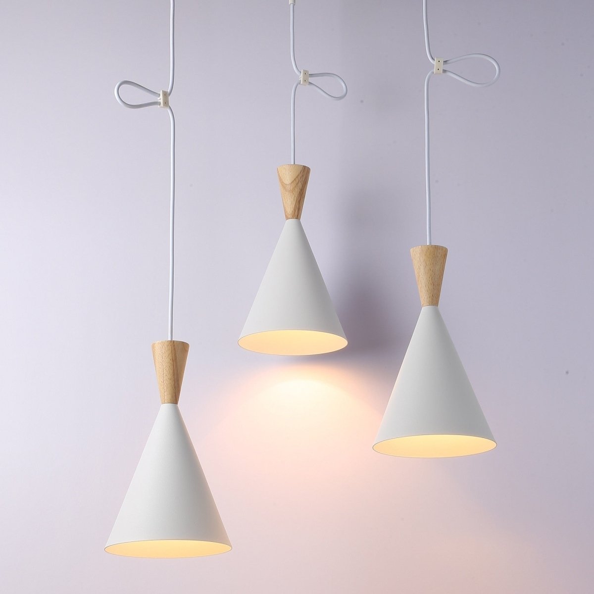 Lámpara colgante triple de metal y madera "Lima" - Barcelona Led-Decoración