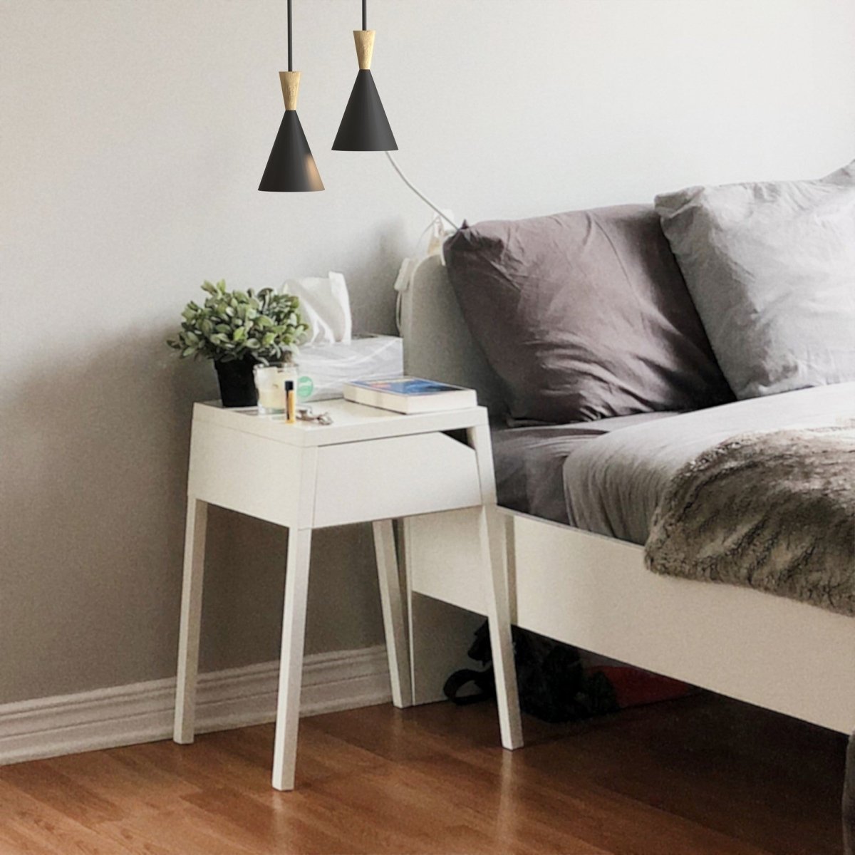Lámpara colgante nórdica en metal y madera "Exan" - Barcelona Led-Decoración