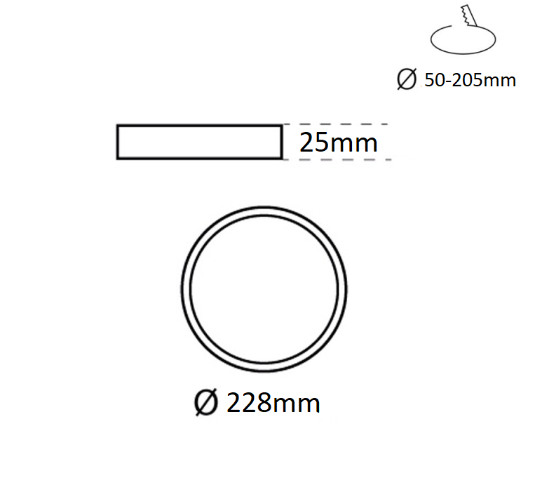 Downlight LED circular empotrable - Diámetro de corte ajustable: Ø 50 a 205 mm - 20W (6)