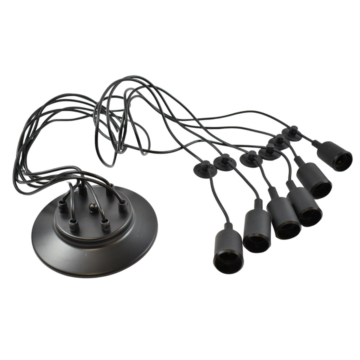 Lámpara araña colgante negra "Lumière" para 6 bombillas E27 – Estilo vintage (3)