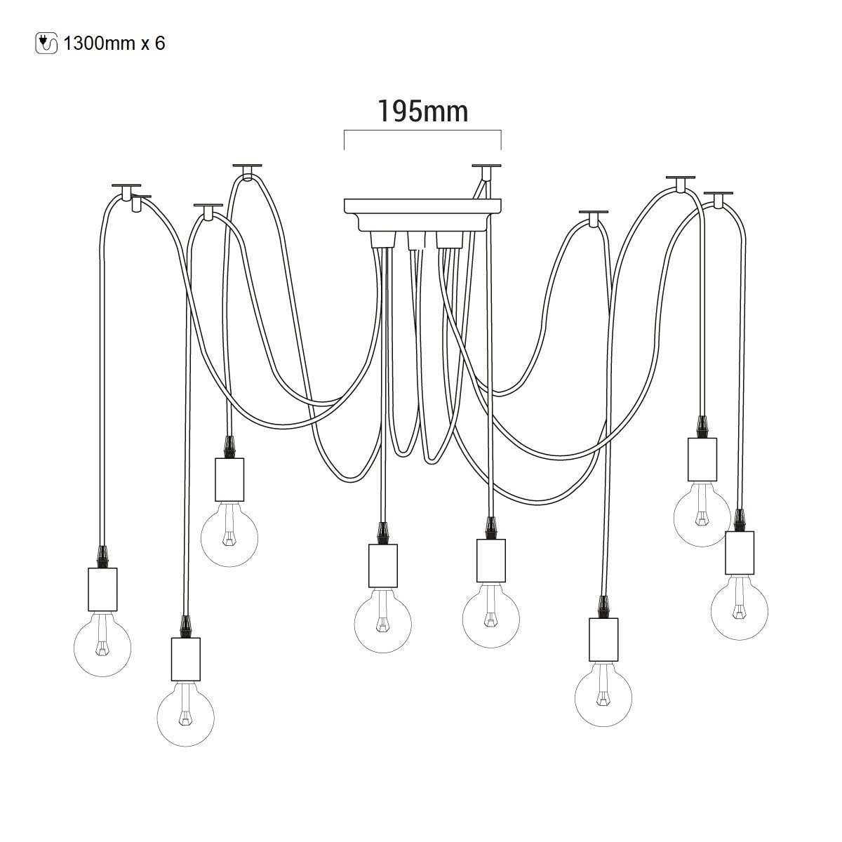 Lámpara araña colgante negra "Lumière" para 6 bombillas E27 – Estilo vintage (7)