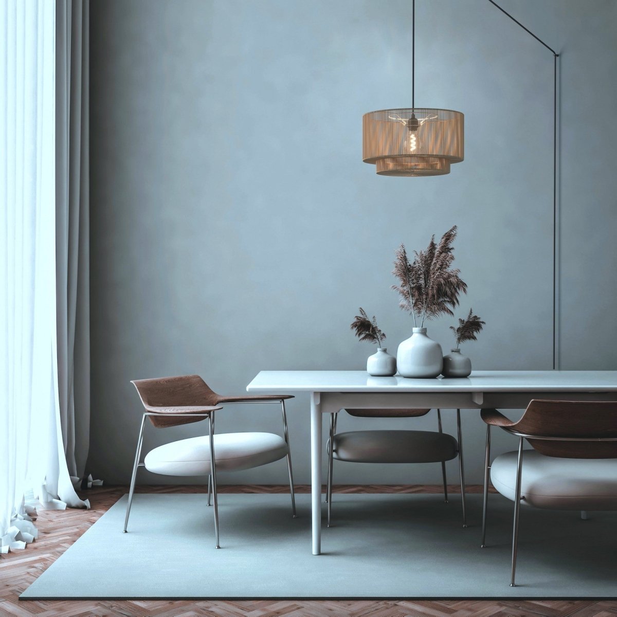 Lámpara colgante de yute "Bali" con interruptor y enchufe - Barcelona Led-Decoración