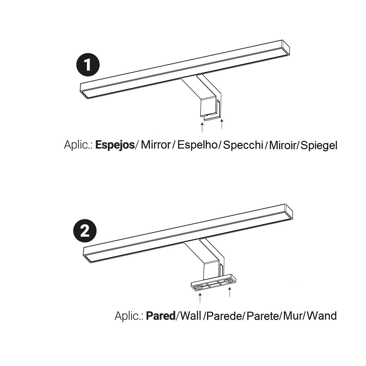Aplique espejo baño LED - 30cm - 5W | Fijación en espejo y mueble (8)