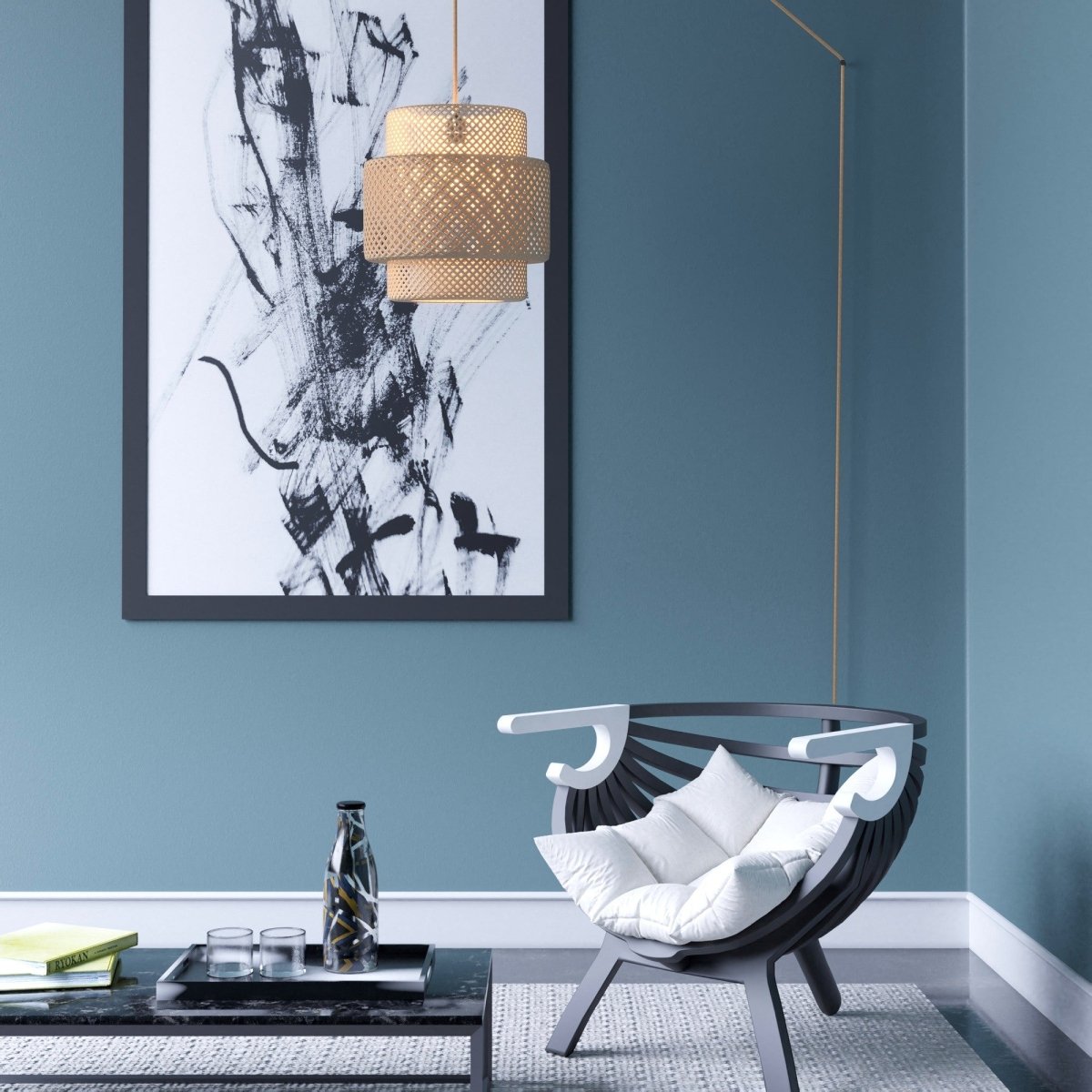 Lámpara colgante de mimbre "Onna" con interruptor y enchufe - Barcelona Led-Decoración