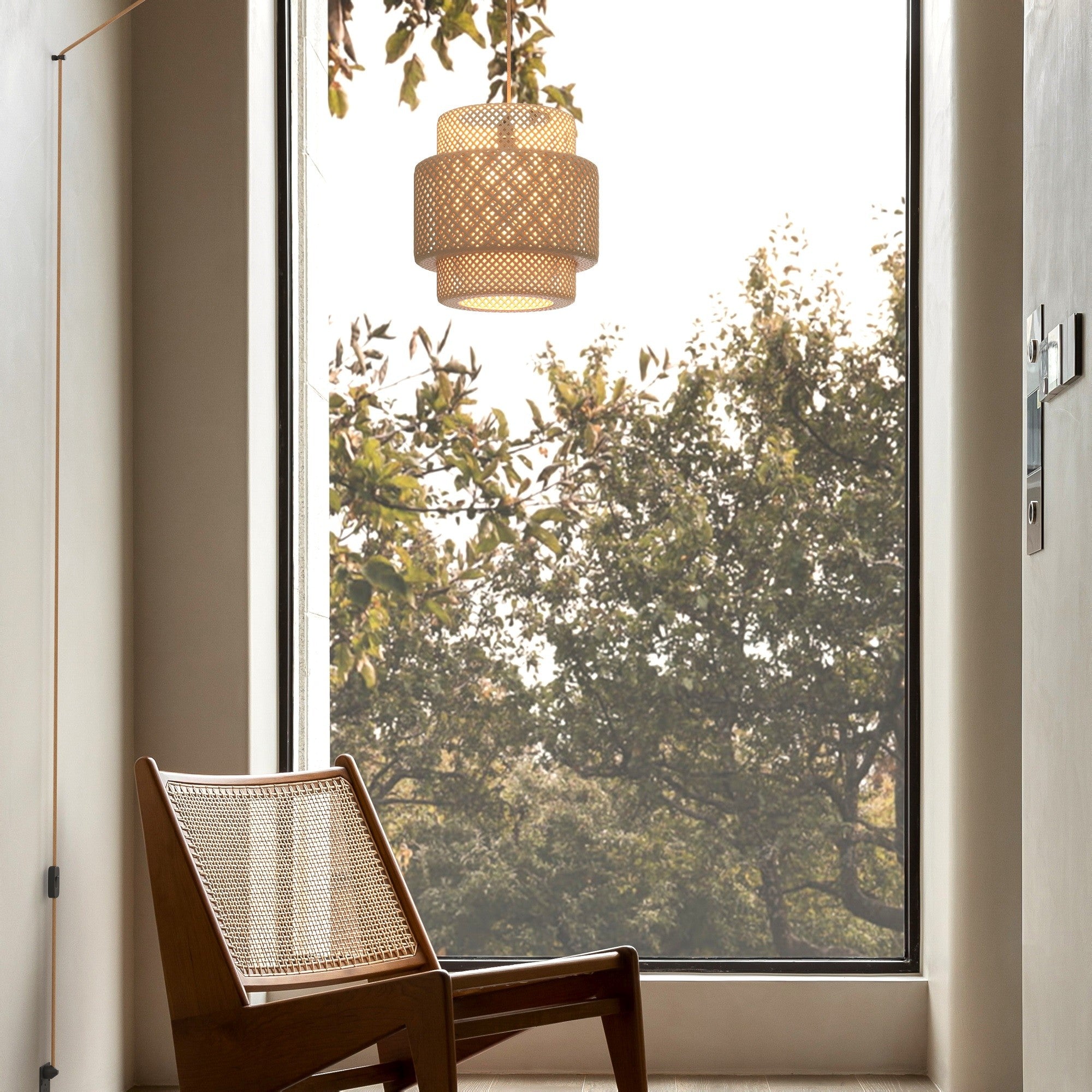 Lámpara colgante de mimbre "Onna" con interruptor y enchufe (3)