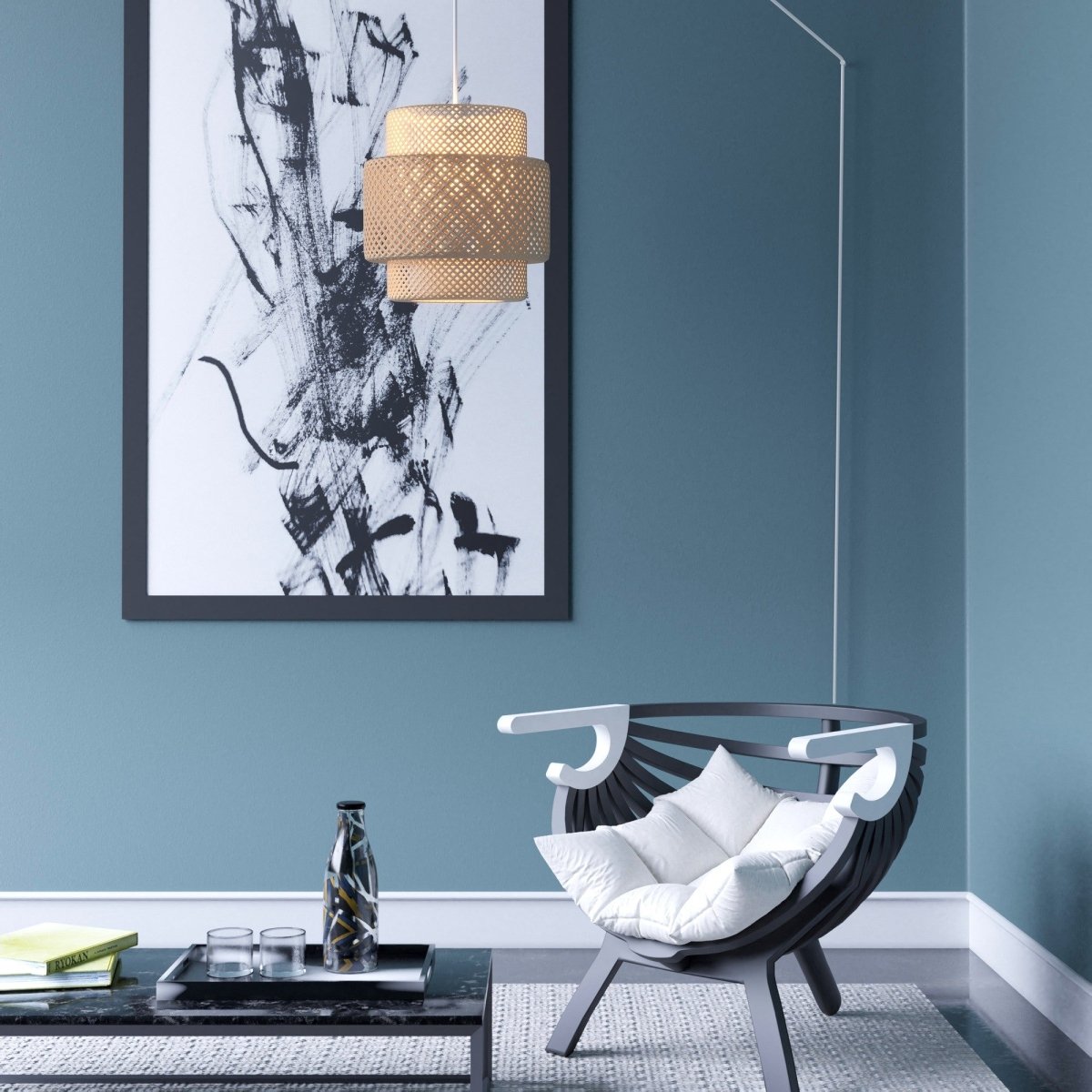 Lámpara colgante de mimbre "Onna" con interruptor y enchufe - Barcelona Led-Decoración