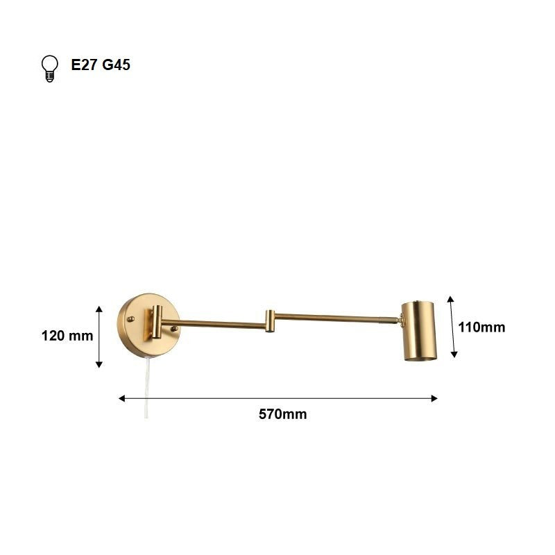 Aplique de pared extensible con enchufe "Lisa" - E27 G45 (45)