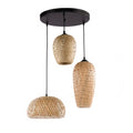 Lámpara colgante mimbre triple 