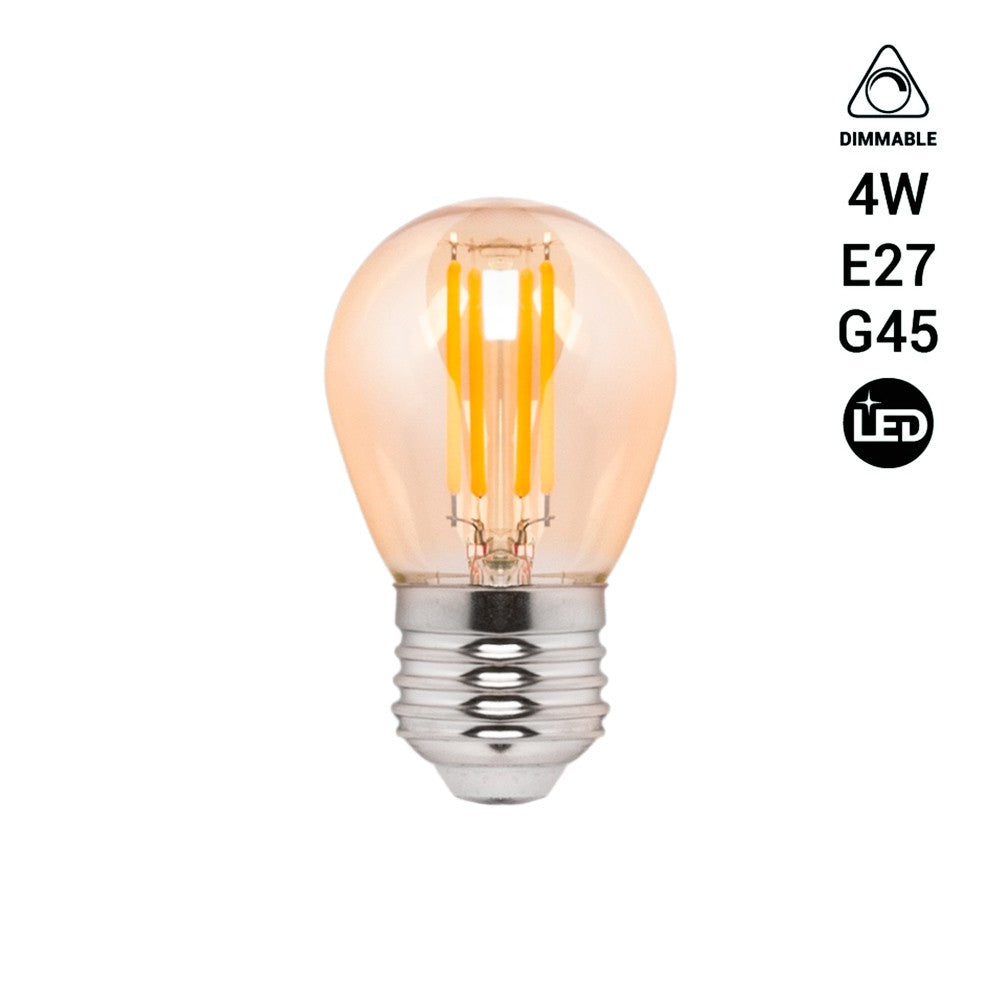 Bombilla filamento LED vintage ámbar - Regulable - E27 G45 - 4W (2)