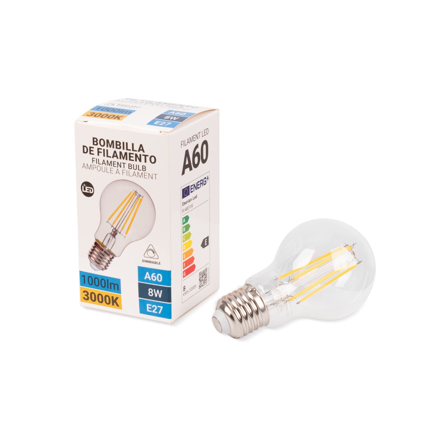 Bombilla LED filamento E27 A60 - 8W - Regulable (2)
