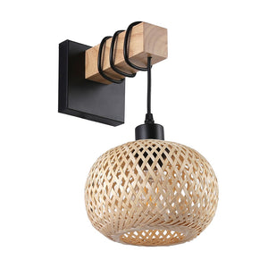 Aplique de pared madera y mimbre "Shelley" - E27 (4)