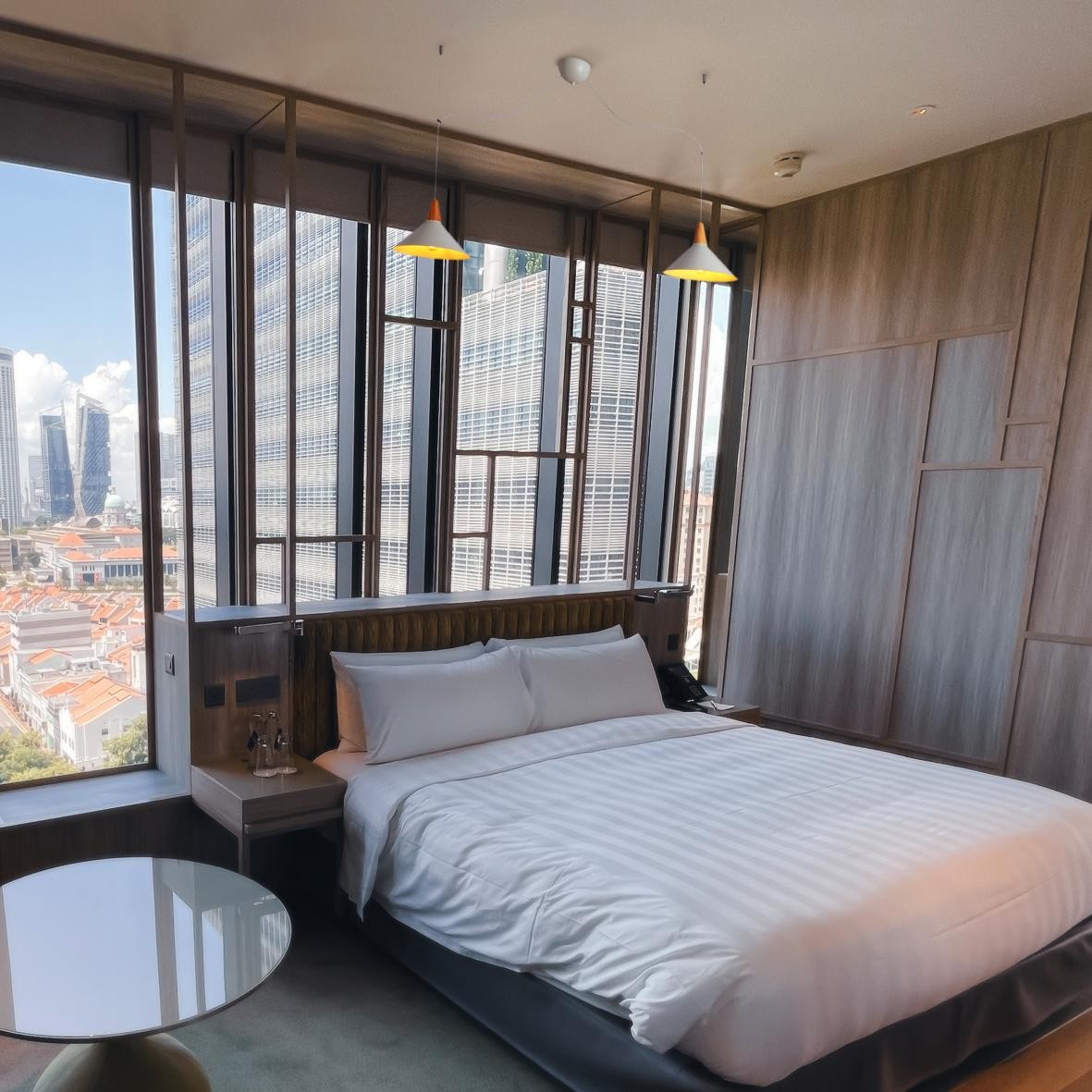 Lampara colgante doble metal y madera  "Selroom" - Blanco - 2xE27 (1)