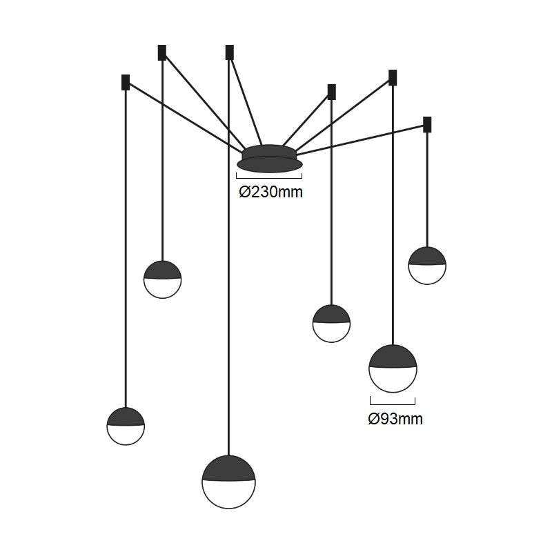 Lámpara colgante LED de diseño "ÓRBITA" - 6 x 9W (54W) (5)