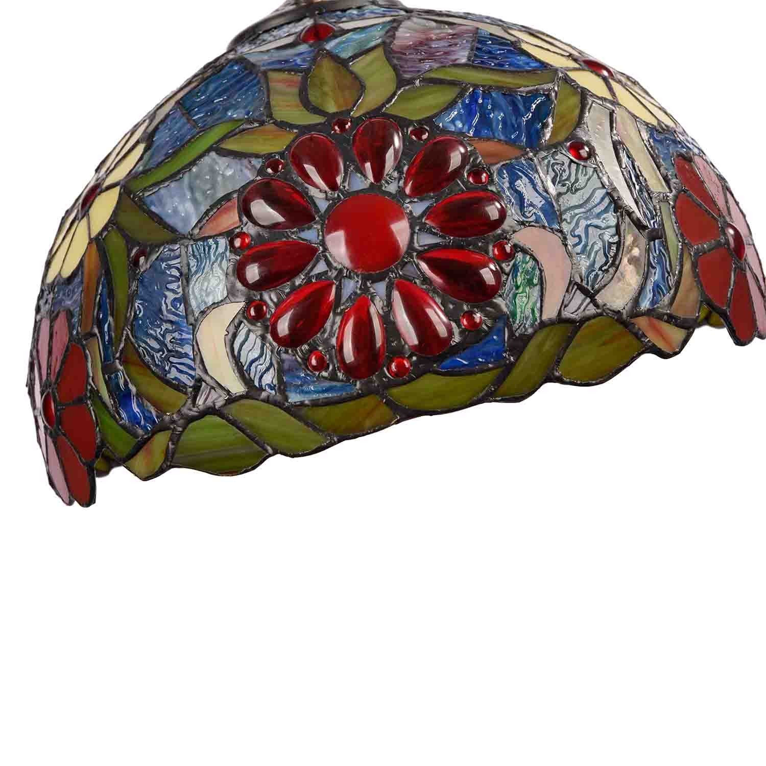 Lámpara colgante inspiración "Tiffany" con mosaico floral en cristal (3)