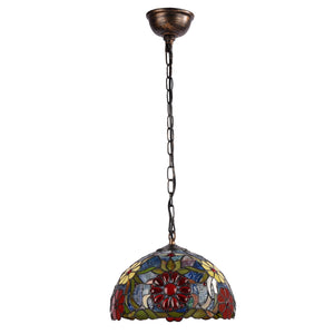 Lámpara colgante inspiración "Tiffany" con mosaico floral en cristal (7)