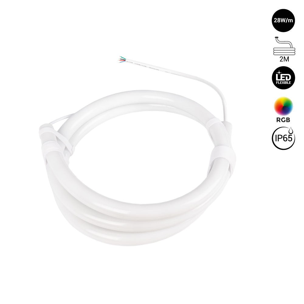 Neón LED flexible 360º circular RGB - Ø22mm - 2 metros - 24V DC- 240Ch/m  - 28W/m - IP65