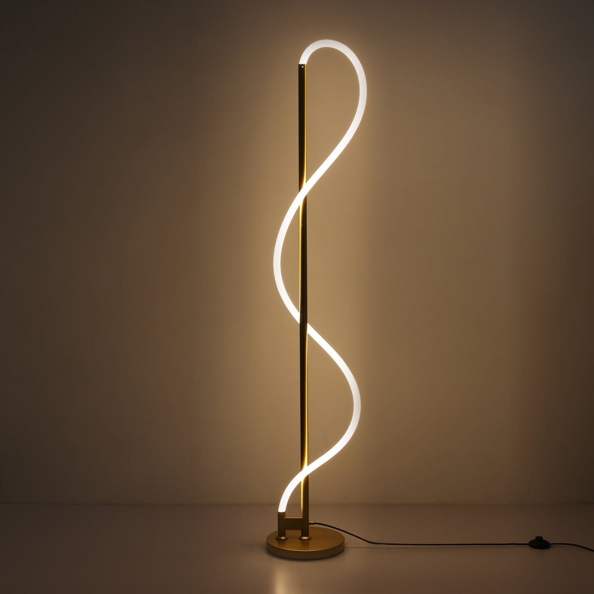 Lámpara de pie moderna neón ondulante "Corda" - 360º - Regulable - 30W - 3000K - Barcelona Led-Decoración