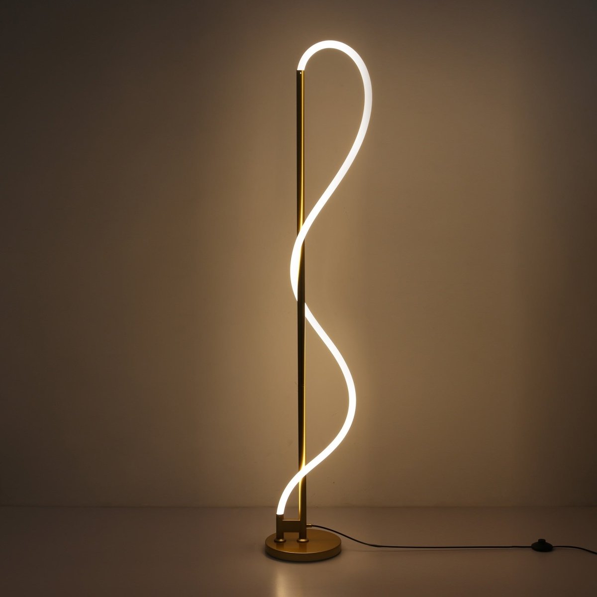 Lámpara de pie moderna neón ondulante "Corda" - 360º - Regulable - 30W - 3000K - Barcelona Led-Decoración