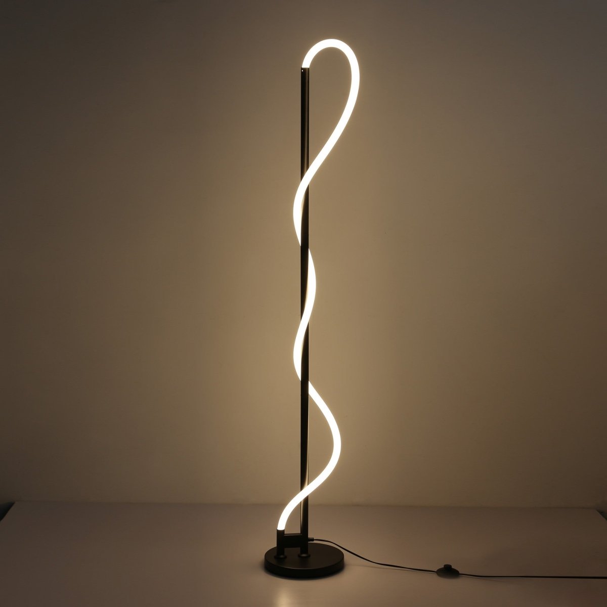 Lámpara de pie moderna neón ondulante "Corda" - 360º - Regulable - 30W - 3000K - Barcelona Led-Decoración