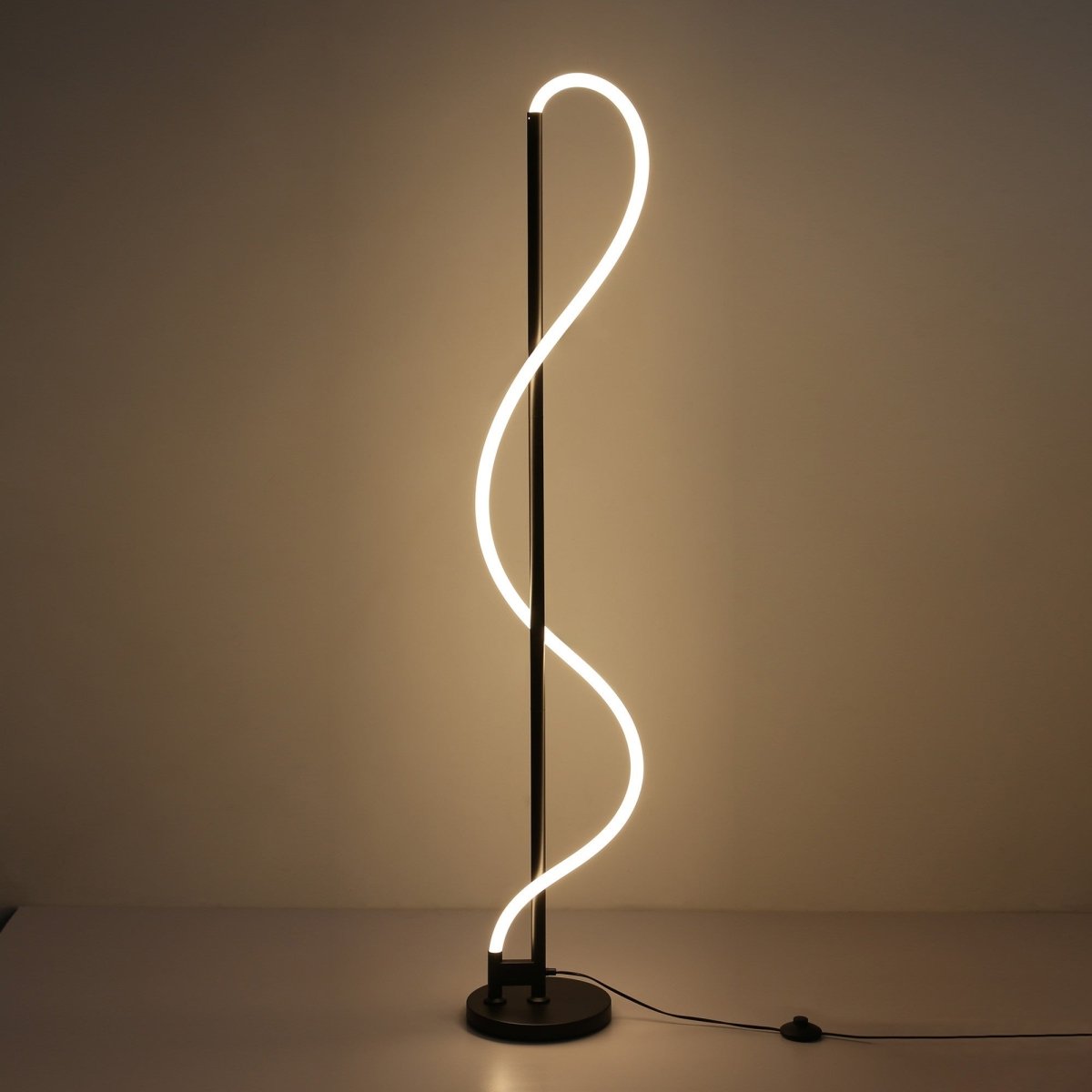 Lámpara de pie moderna neón ondulante "Corda" - 360º - Regulable - 30W - 3000K - Barcelona Led-Decoración