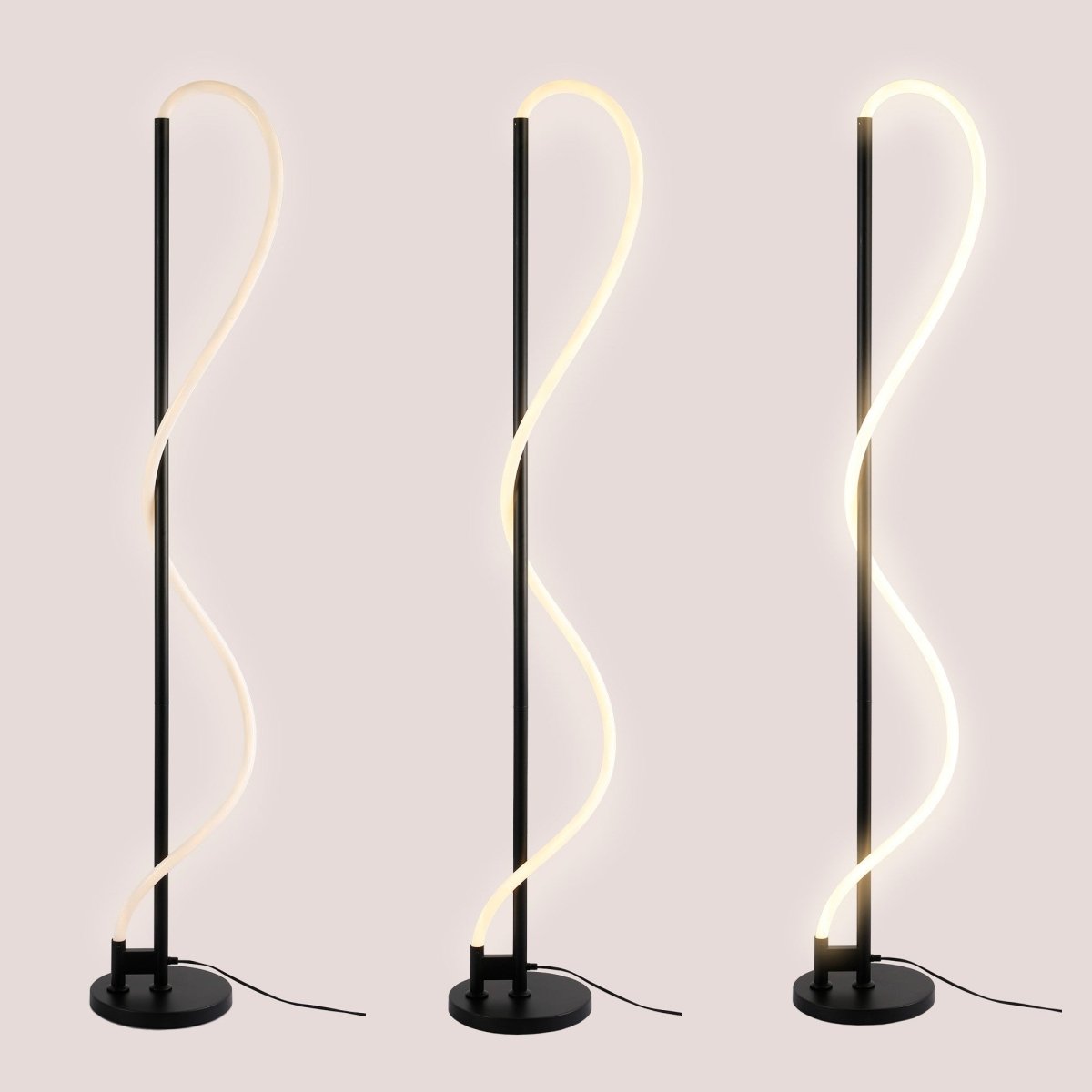 Lámpara de pie moderna neón ondulante "Corda" - 360º - Regulable - 30W - 3000K - Barcelona Led-Decoración