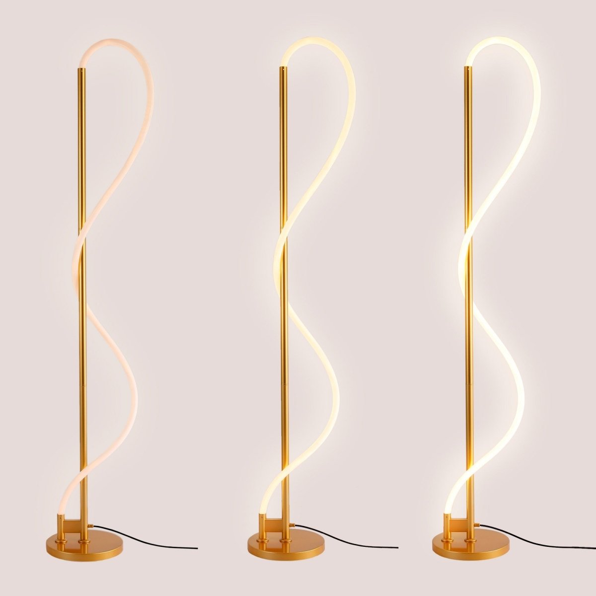 Lámpara de pie moderna neón ondulante "Corda" - 360º - Regulable - 30W - 3000K - Barcelona Led-Decoración