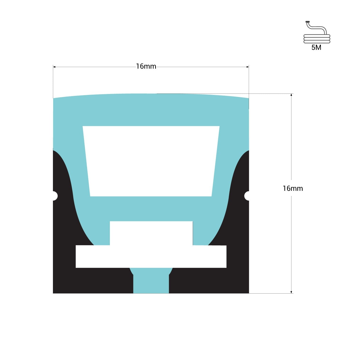 Funda de silicona flexible - Convierte tira LED a neón - 16x16mm - 5 metros - Curvatura vertical (6)