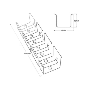 Perfil flexible de acero 16x16 mm para fundas de silicona - 2 metros (16)