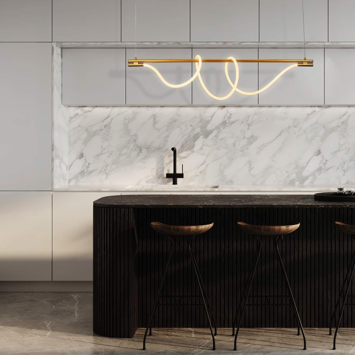 Lámpara colgante moderna neón ondulante "Corda" - 360º - 45W - 3000K - Barcelona Led-Decoración