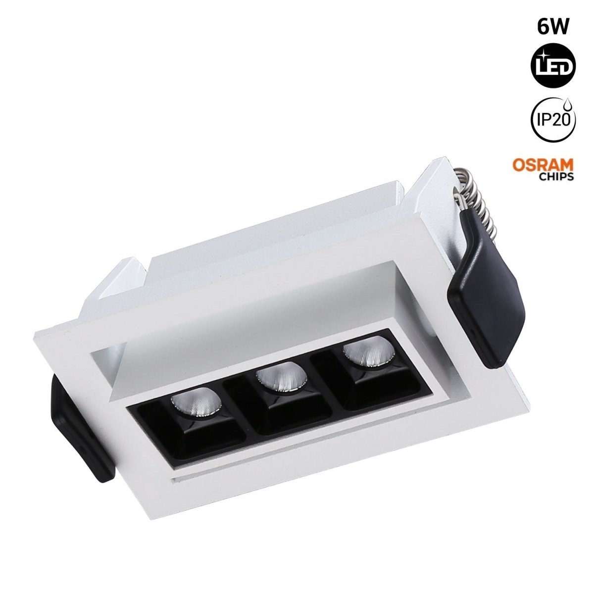 Foco lineal LED empotrable 6W - Orientable - UGR18 - CRI90 - Chip OSRAM - 2800K - Barcelona Led-