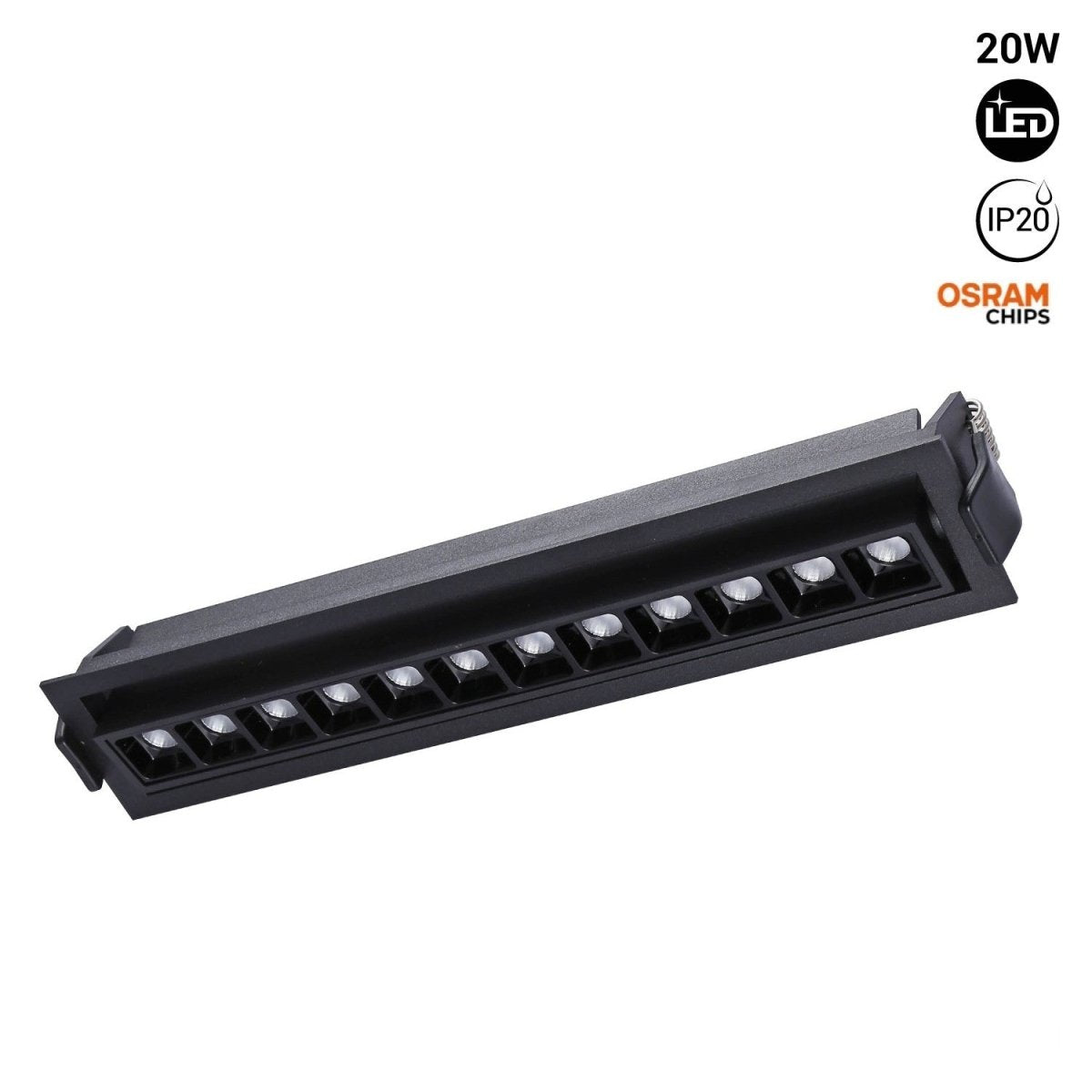 Foco lineal LED empotrable 20W - Orientable - UGR18 - CRI90 - Chip OSRAM - 2800K - Barcelona Led-