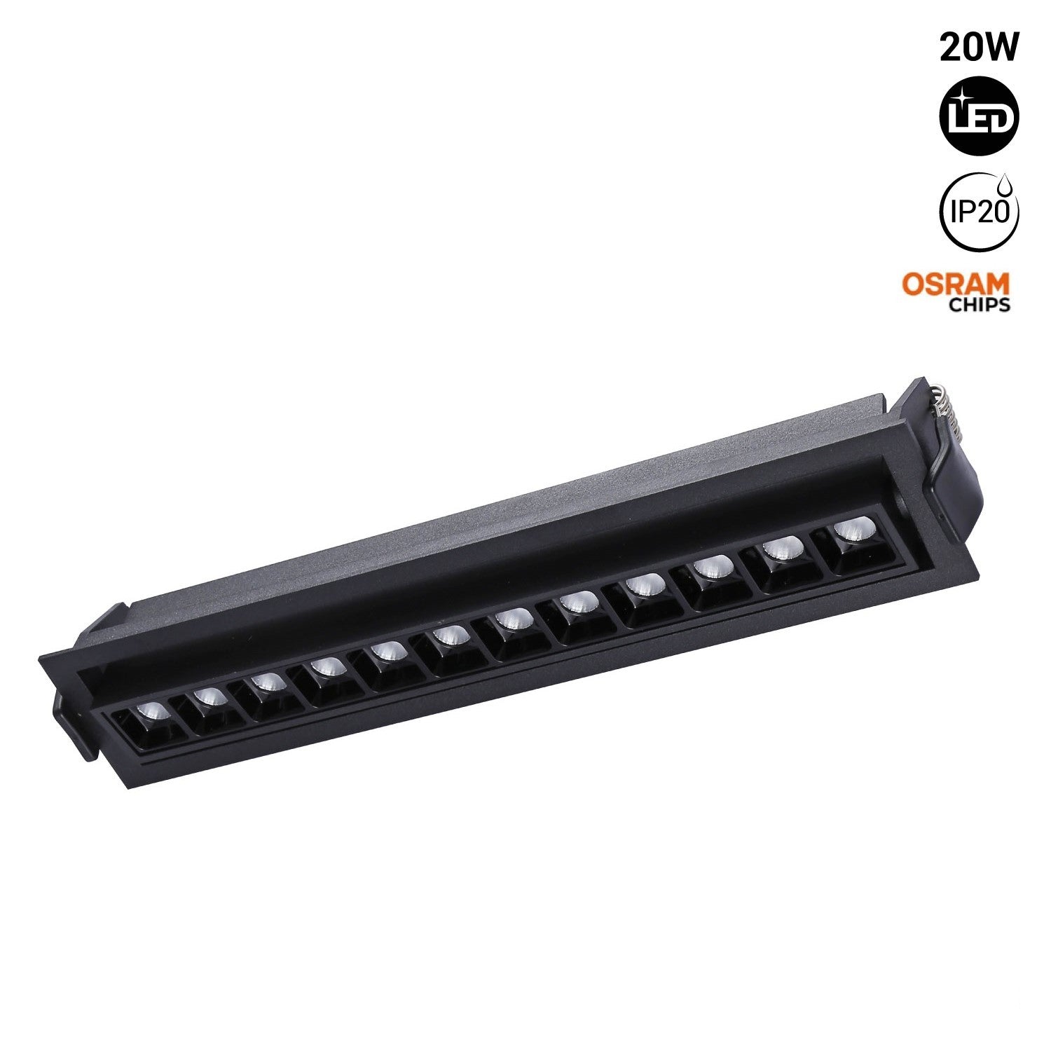 Foco lineal LED empotrable 20W - Orientable - UGR18 - CRI90 - Chip OSRAM - 2800K (17)