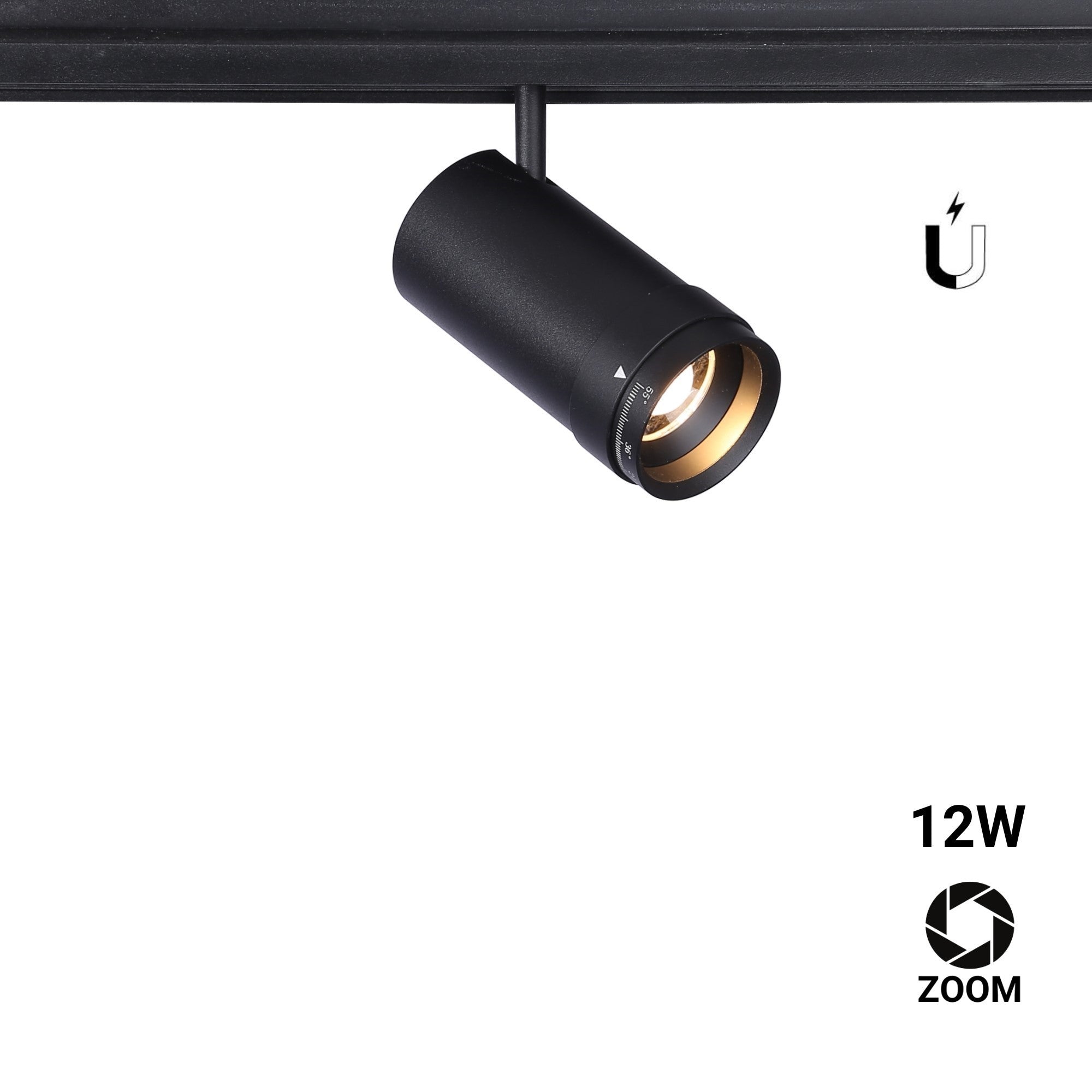 Foco LED para carril magnético con Zoom 10-55º - 48V - 12W