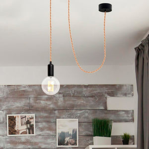 Cable eléctrico trenzado en tejido efecto seda gold rose (1)