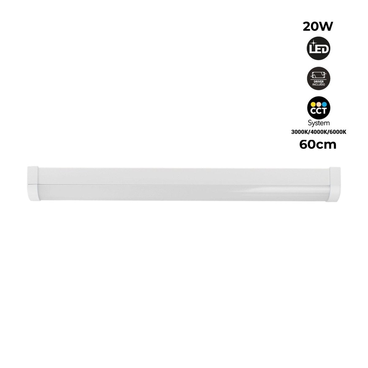 Luminaria lineal LED de alta potencia CCT - 20W - 60cm - Barcelona Led-