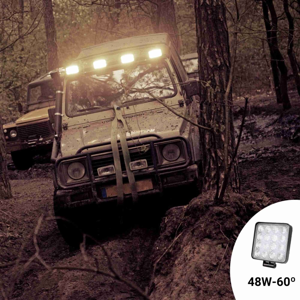 Faro LED 4x4 todoterreno - 48W - 10-40V DC - 4 Pulgadas - 2000lm - Ángulo 60º - Barcelona Led-