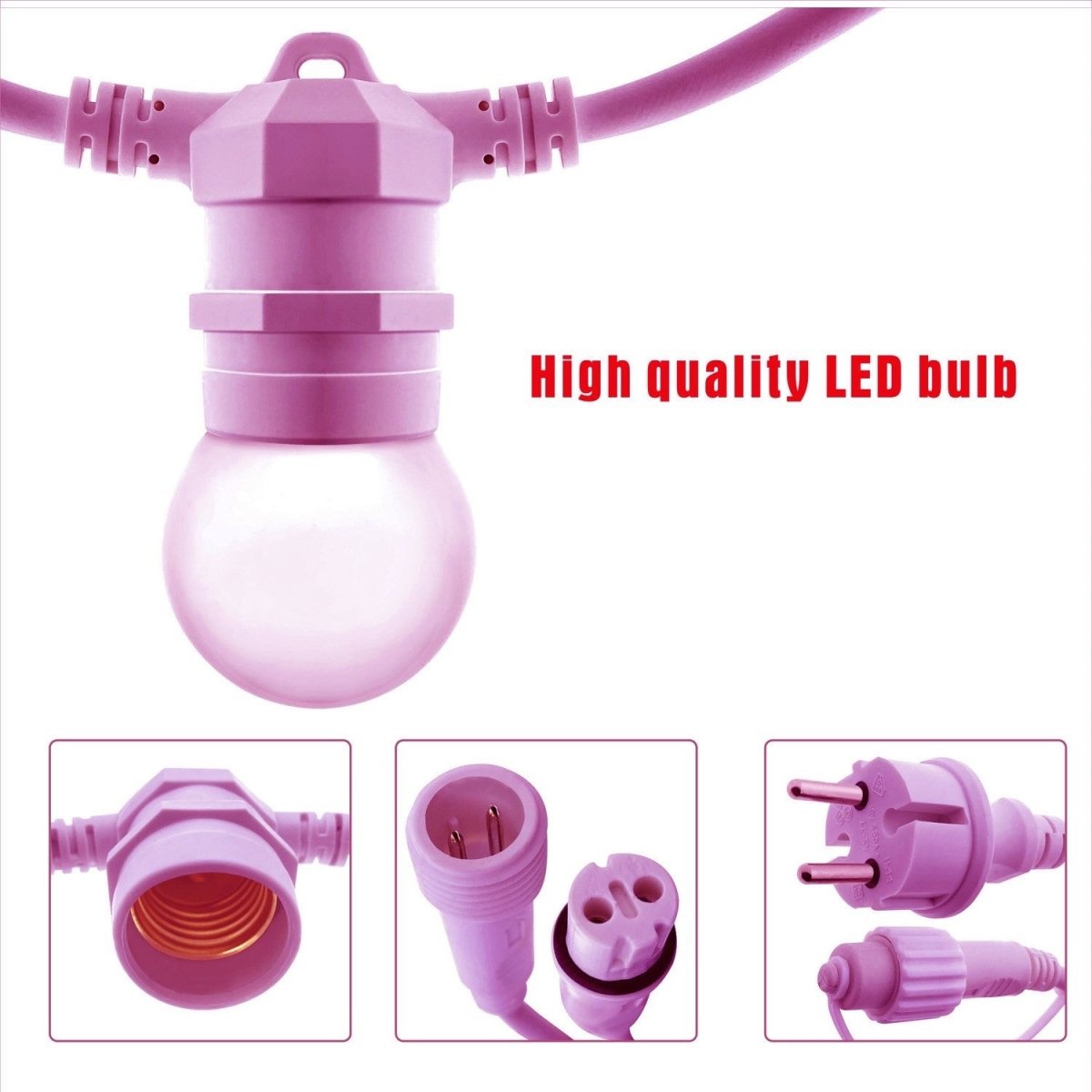 Kit guirnalda luces exterior 10 metros + 10 bombillas LED E27 1W - IP44 - Blanco cálido - Barcelona Led-