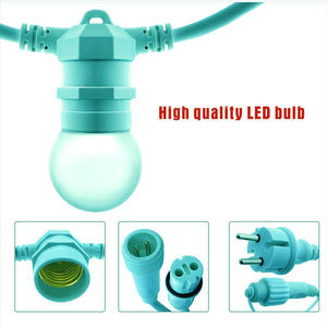 Kit guirnalda luces exterior 10 metros + 10 bombillas LED E27 1W - IP44 - Blanco cálido (28)
