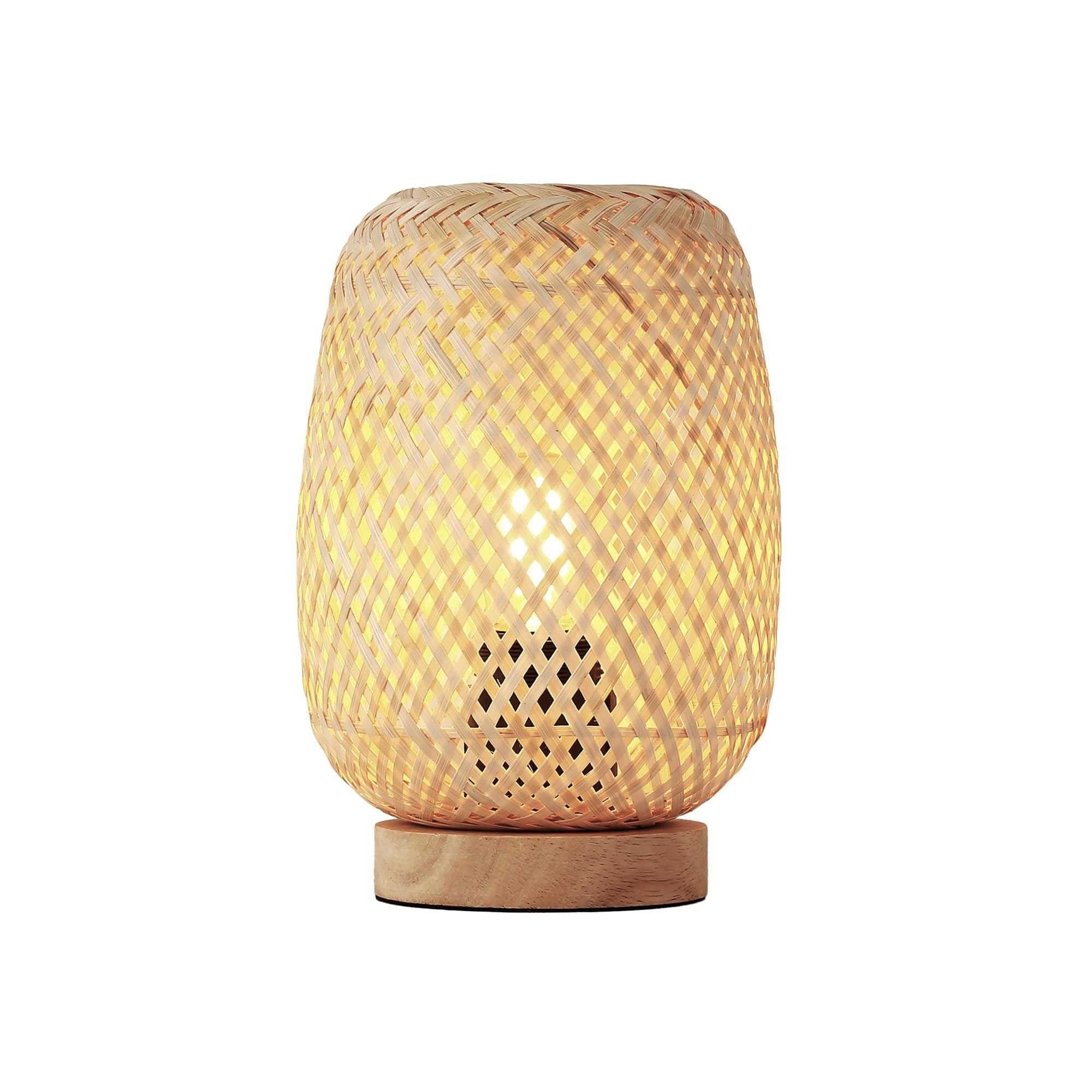 Lámpara de mesa de mimbre y madera "Ruka" - E27 (12)