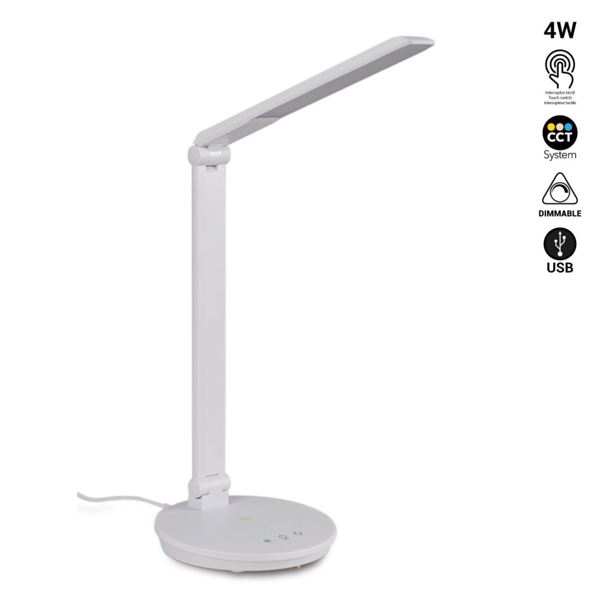 Lámpara de escritorio LED con USB - Regulable - CCT - 4W - Barcelona Led-Decoración
