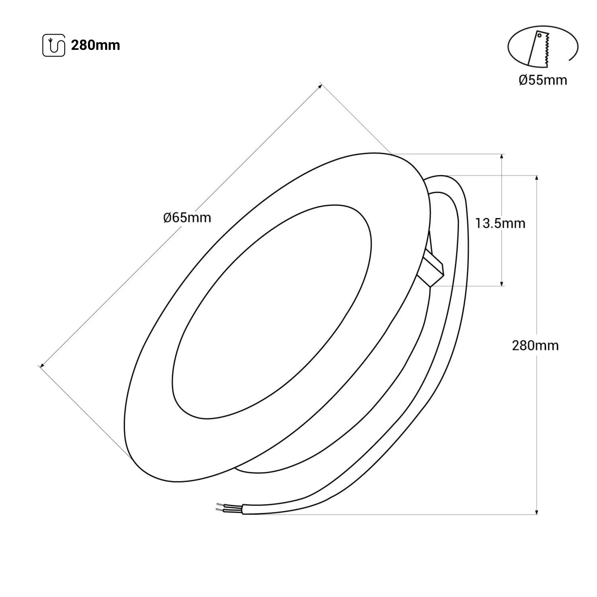 Downlight LED bajo mueble empotrable 2W 220V AC - IP44 (3)