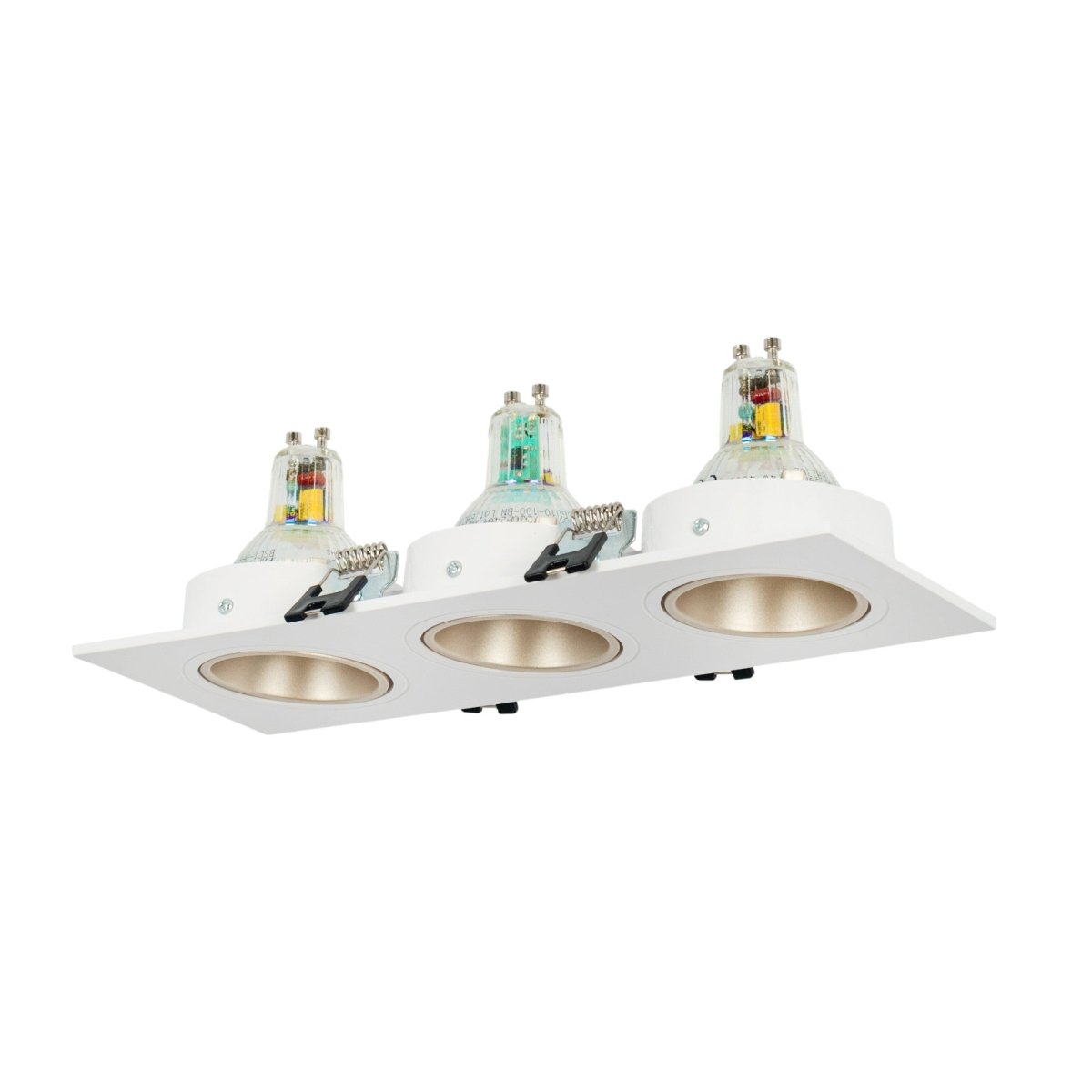 Aro downlight cuadrado basculante triple GU10 / MR16 - Bajo UGR - Corte 75 x 235mm - Barcelona Led-
