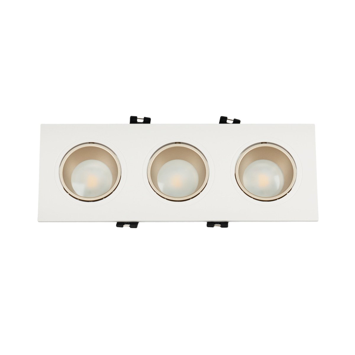 Aro downlight cuadrado basculante triple GU10 / MR16 - Bajo UGR - Corte 75 x 235mm - Barcelona Led-