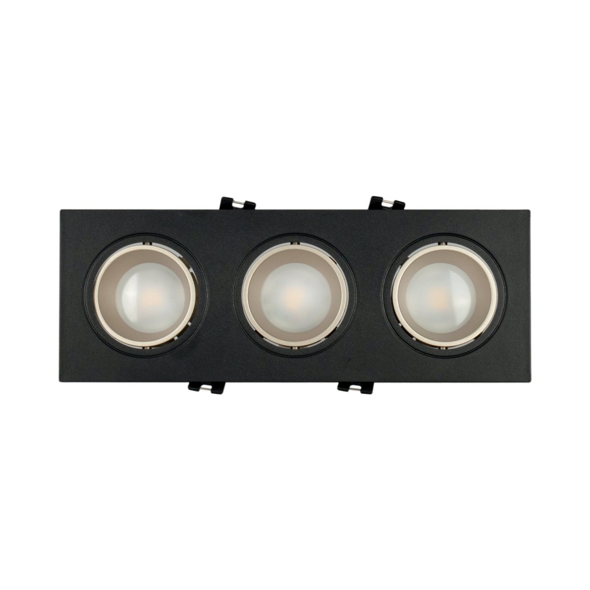 Aro downlight cuadrado basculante triple GU10 / MR16 - Bajo UGR - Corte 75 x 235mm - Barcelona Led-