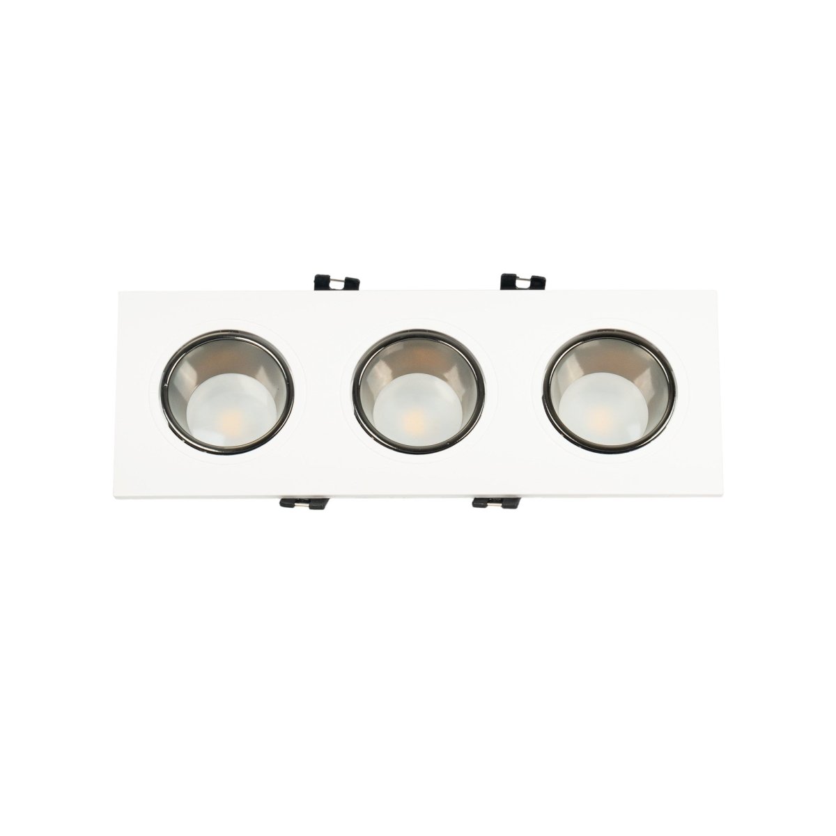 Aro downlight cuadrado basculante triple GU10 / MR16 - Bajo UGR - Corte 75 x 235mm - Barcelona Led-