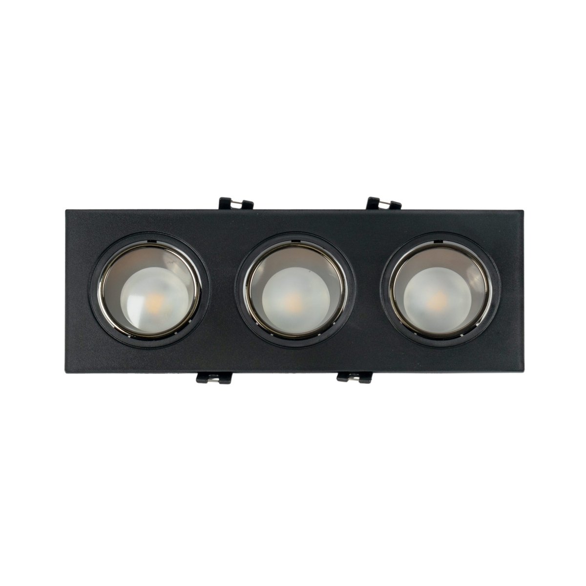 Aro downlight cuadrado basculante triple GU10 / MR16 - Bajo UGR - Corte 75 x 235mm - Barcelona Led-